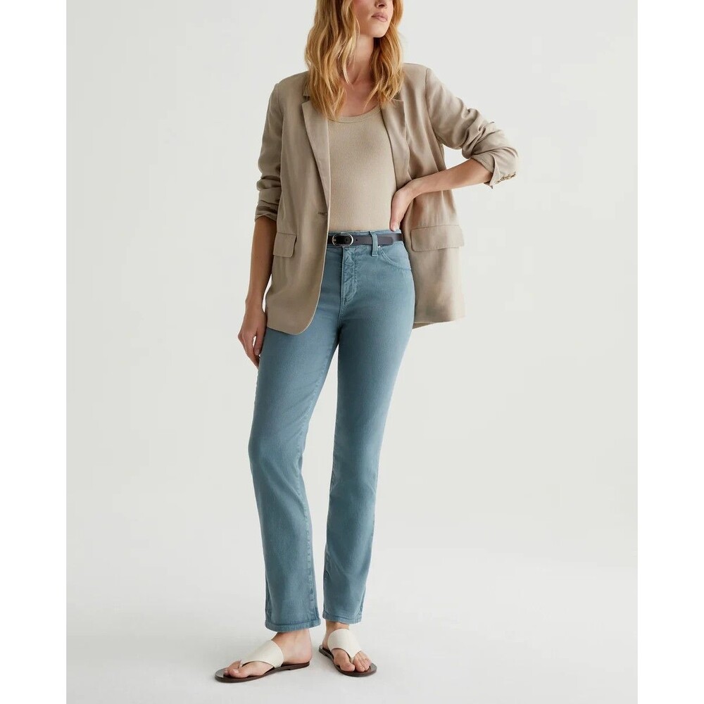 NWT AG Mari High Rise Slim Straight Jeans 30 Cloud Soft Sulfur Blue Tranquil